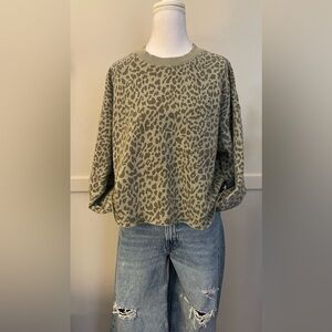 American Eagle Outfitters Sage Leopard Sweatshirt